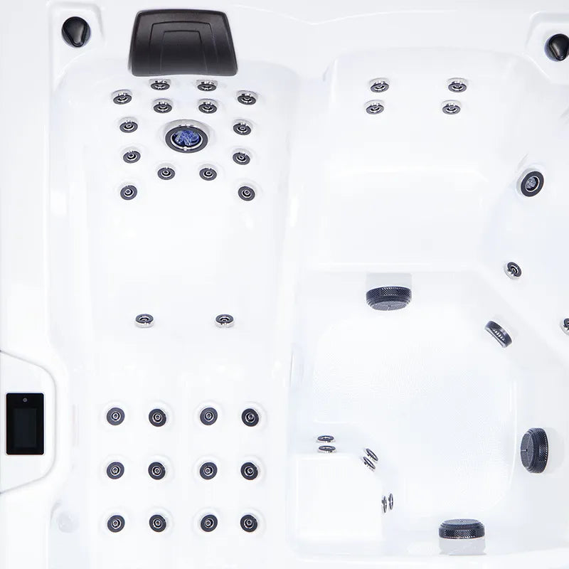 Wibespa Matrix Whirlpool – 5 Pers., 102 Düsen Draufsicht mit Düsenanordnung und Steuerung