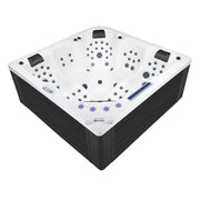 Wibespa Matrix Whirlpool – 5 Pers., 102 Düsen mit weißem Becken, schwarzem Rahmen und zahlreichen Massagedüsen