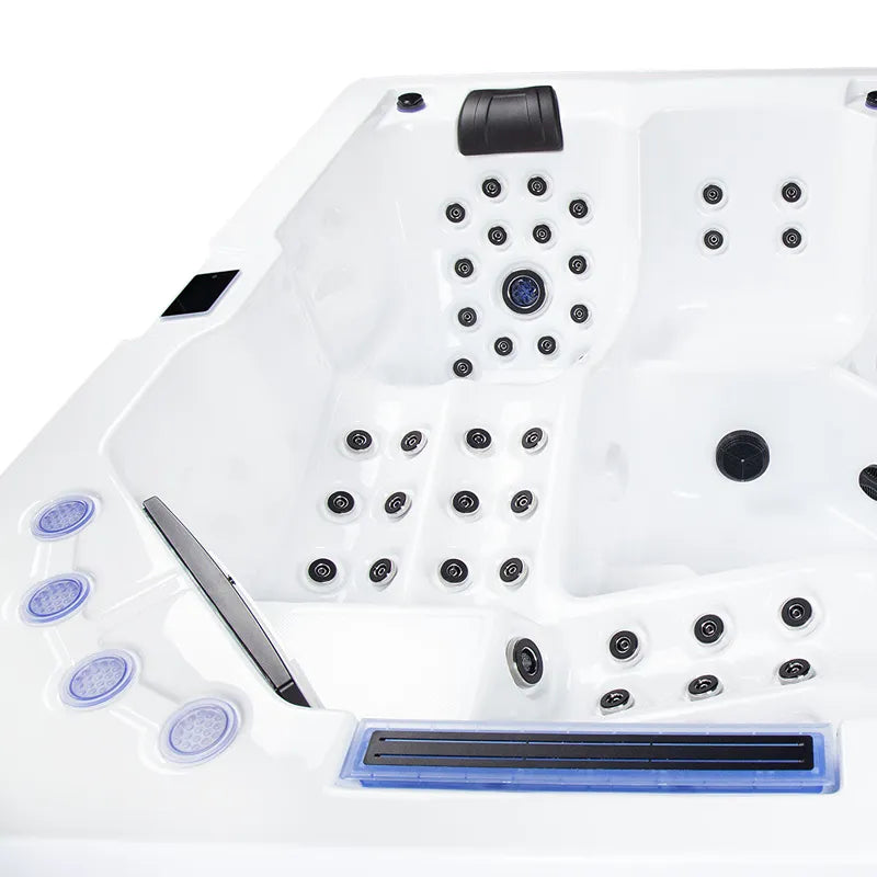 Wibespa Matrix Whirlpool – 5 Pers., 102 Düsen Draufsicht mit zahlreichen Massagedüsen und LED-Beleuchtung