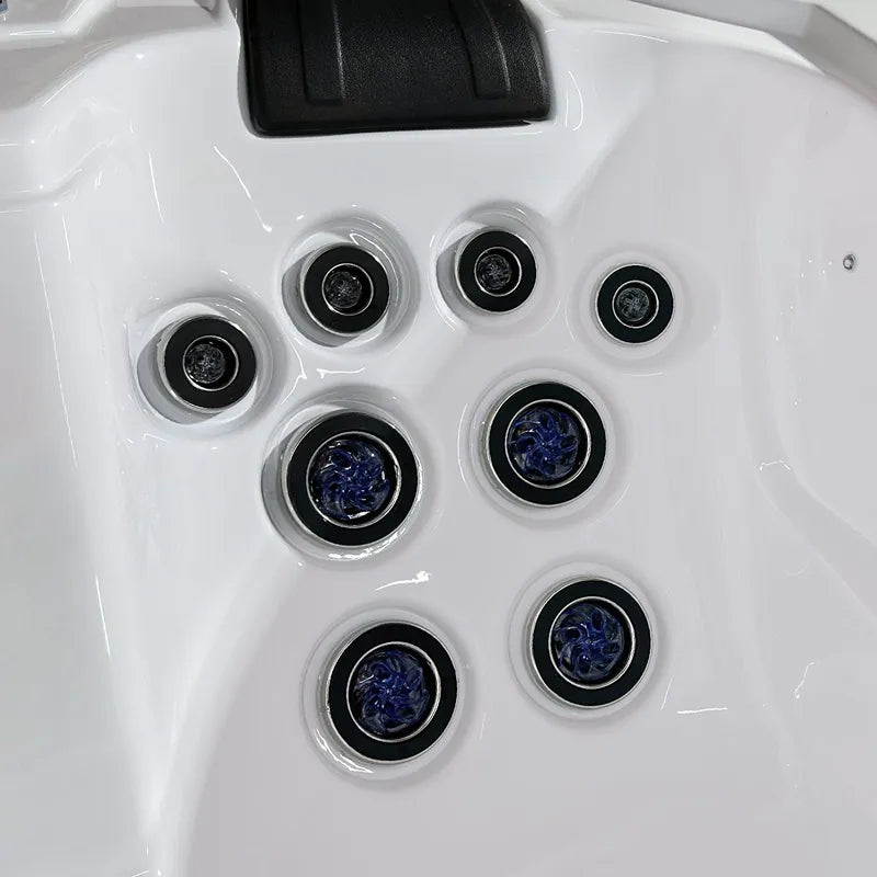 Wibespa Moana Whirlpool – 3 Pers., 59 Düsen mit aktivierten Whirlpool-Düsen und blauer Beleuchtung