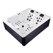 Wibespa Moana Whirlpool – 3 Pers., 59 Düsen mit weißem Innenraum, schwarzem Außengehäuse und Massagedüsen