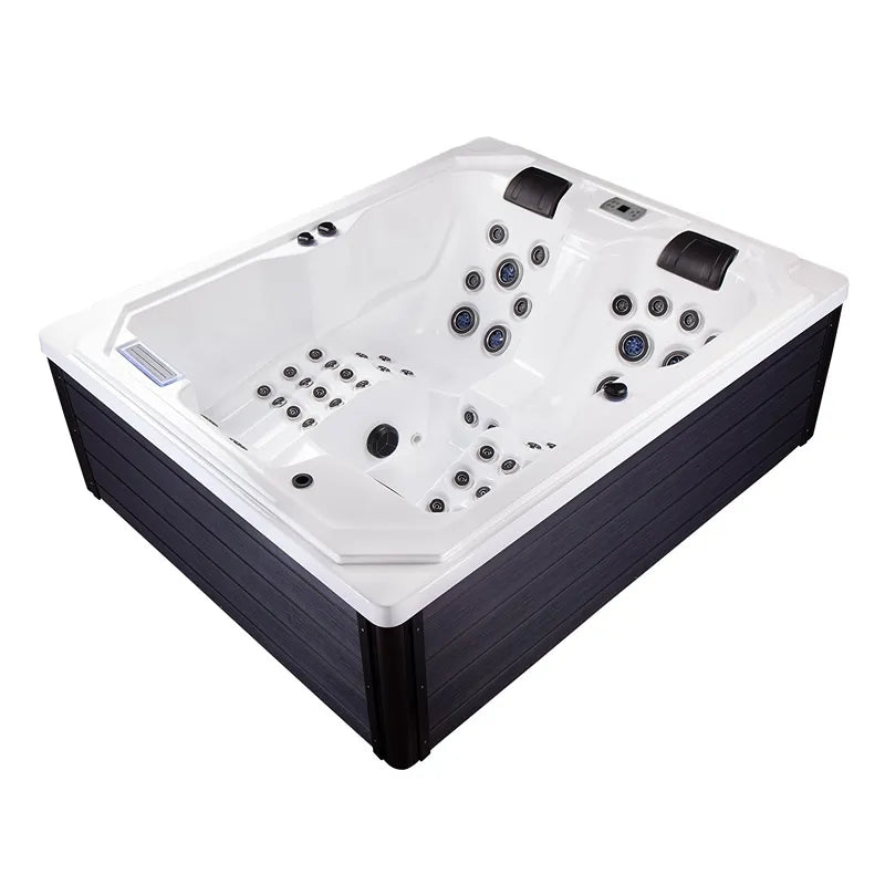Wibespa Moana Whirlpool – 3 Pers., 59 Düsen mit weißem Innenraum, schwarzem Außengehäuse und Massagedüsen