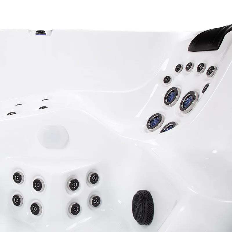 Wibespa Waterworld Whirlpool 6 Pers. 64 Düsen Detailansicht der Düsen und Steuerungselemente