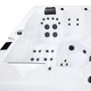 Wibespa Waterworld Whirlpool – 6 Pers., 64 Düsen von oben, weiße Wanne mit mehreren Düsen und LED-Leuchten