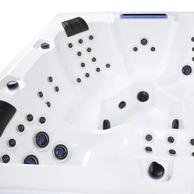 Wibespa Waterworld Whirlpool 6 Personen Draufsicht mit 64 Düsen und LED-Beleuchtung