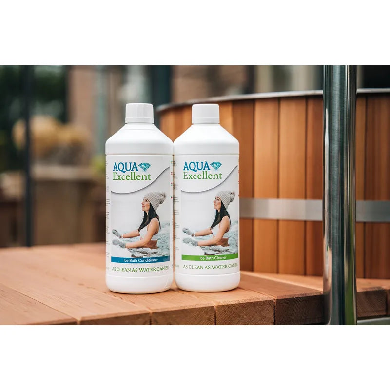 Winthera Arctic Barrel Eisbad Holzfass mit Pflegeprodukten AQUA Excellent vor Holzfass