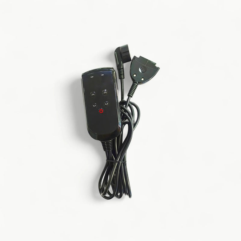 Detailaufnahme der intuitiven Steuerung der Winthera Infrarotdecke mit Temperatur- und Timer-Funktion