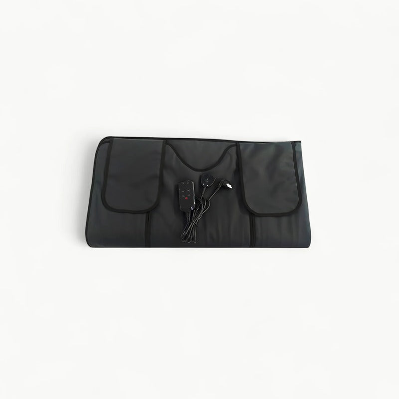 Zusammengefaltete Winthera Saunadecke mit Steuergerät und Kabel – platzsparend verstaubar